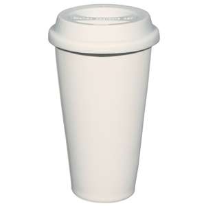 11 Oz Double Wall Ceramic Mug with Silicone Lid
