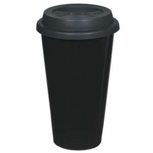 11 Oz Double Wall Ceramic Mug with Silicone Lid