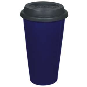 11 Oz Double Wall Ceramic Mug with Silicone Lid