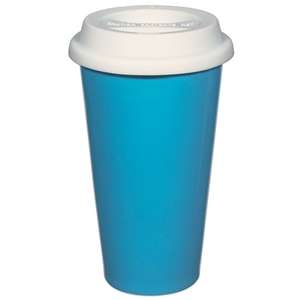 11 Oz Double Wall Ceramic Mug with Silicone Lid