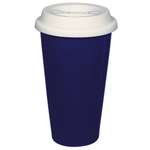 Imprinted Coffee Mugs - 11 Oz Double Wall Ceramic Mug with Silicone Lid