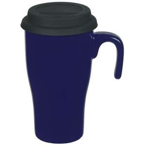 15 Oz Double Wall Ceramic Travel Mug with Silicone Lid and Open Handle