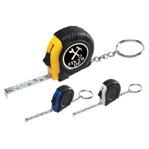 Custom Promotional Rubber Tape Measure Key Tag with Laminated Label