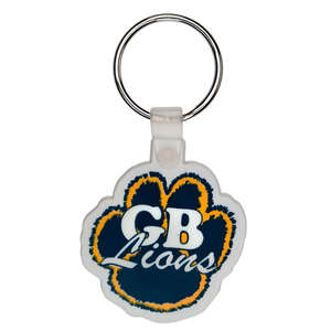 Custom Promotional Paw Shape Soft Plastic Custom Key Chain 1-3/4"