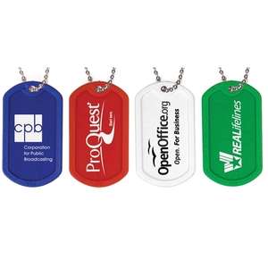 Custom Promotional Plastic Dog Tag with 4-1/2" Ball Chain