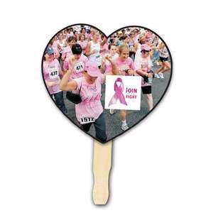 Custom Promotional Heart Shape Hand Fan - Full Color Digital