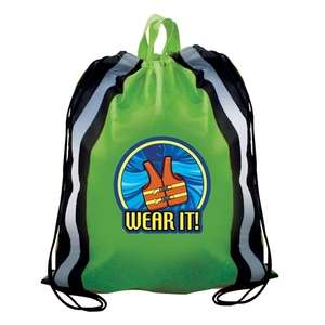 Custom Promotional Non-Woven Reflective Drawstring Backpack - Full Color Digital