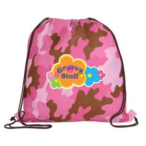 Custom Promotional Non-Woven Camo Drawstring Backpack - Full Color Digital