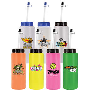 Custom Promotional 32 oz. BPA Free Sports Bottle with Flexible Straw - Full Color Digital, 1 Side