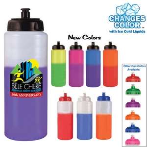 Custom Promotional 32 oz. BPA Free Mood Sports Bottle with Push 'n Pull Cap - Full Color Digital, 1 Side