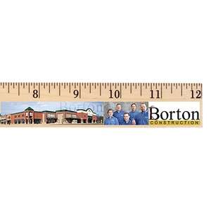 Custom Promotional 12" Clear Lacquer Wood Ruler - Full Color Digital