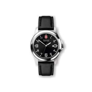Custom Promotional Victorinox Swiss Army Large Garrison Elegance Watch with Black Leather Strap