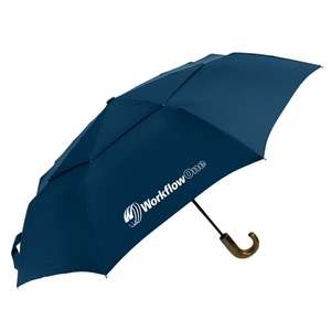 Curved Wood Handle Compact Umbrella 