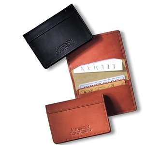 Custom Promotional Leeman Fire Island Calfskin Business Card Case