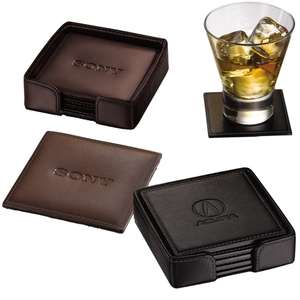 Leeman Times Square Leather Coaster Set
