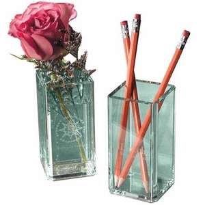 Custom Promotional Leeman Atrium Glass Pen/Pencil Holder Vase
