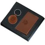 Imprinted Business Card Holders - Leeman Barclay Cowhide Leather Gift Set
