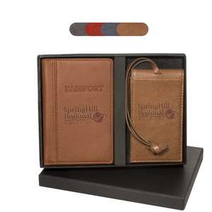Custom Promotional Leeman Voyager Passport and Magnetic Luggage Tag Set