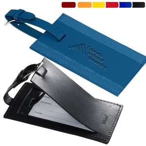 Custom Promotional Leeman Majestic Leather/Nylon Luggage Tag
