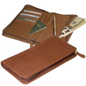 Custom Promotional Leeman Hoboken Calfskin Zip-Around Document Holder