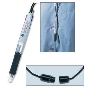 Custom Promotional Duo Pen-On-A-Rope - Blue and Red Ink