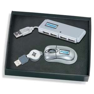 Mini USB Optical Mouse and 4-Port Hub