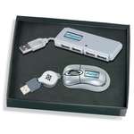 Custom Technology Gift Sets - Mini USB Optical Mouse and 4-Port Hub