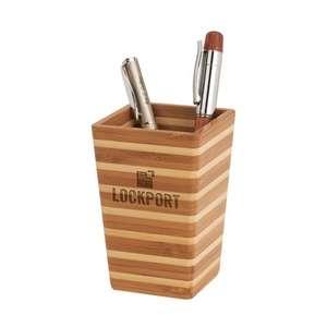 Zen Bamboo Stripe Pen Holder