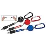 Personalized Carabiner Clip Pens - Soft Grip Metal Pen with Retractor and Carabiner