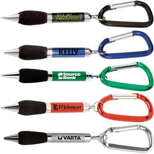 Custom Promotional The Soft Grip Metal Pen with Carabiner