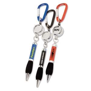 The Soft Grip Metal Pen with Carabiner and Retractor 