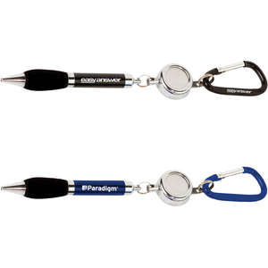 Custom Promotional The Soft Grip Metal Pen with Carabiner and Retractor