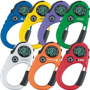 Custom Promotional Carabiner Clip-On Stopwatch with Compass