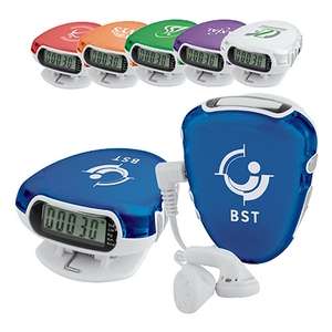 Custom Promotional Translucent Step-n-Tune Pedometer Radio