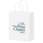 Logo Paper Bags - White Paper Shopping Bag - 8" x 4-1/2" x 10-1/2"