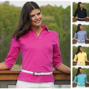 Custom Promotional Allure Cotton 3/4 Sleeve Polo