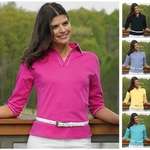 Custom Ladies Golf & Polo Shirts - Allure Cotton 3/4 Sleeve Polo