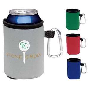 Collapsible Koozie Can Kooler with Carabiner 