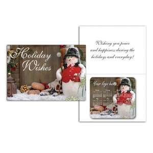 Snowman Holiday Greeting Card with Magnetic Calendar