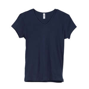 Bella Women's 1x1 Baby Rib V-Neck T-Shirt - Dark/Colors Blue, Navy
