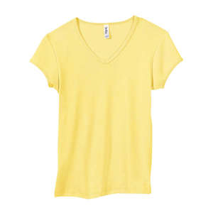 Bella Women's 1x1 Baby Rib V-Neck T-Shirt - Dark/Colors Yellow