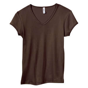 Bella Women's 1x1 Baby Rib V-Neck T-Shirt - Dark/Colors Chocolate