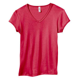 Bella Women's 1x1 Baby Rib V-Neck T-Shirt - Dark/Colors Red