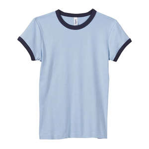 Bella Women's 1x1 Baby Rib Ringer T-Shirt - Dark/All Blue, Baby/Blue, Navy