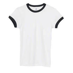 Bella Women's 1x1 Baby Rib Ringer T-Shirt - Dark/All White/Black