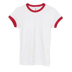 Bella Women's 1x1 Baby Rib Ringer T-Shirt - Dark/All White/Red