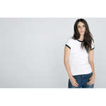 Customized Apparel - Bella Women's 1x1 Baby Rib Ringer T-Shirt - Dark/All