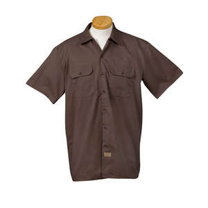 Dickies Men's Short Sleeve Work Shirt - Dark/All Brown, Dark