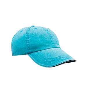 Anvil 6-Panel Pigment-Dyed Twill Sandwich Cap - Dark/All Aqua