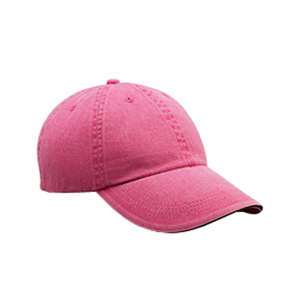 Anvil 6-Panel Pigment-Dyed Twill Sandwich Cap - Dark/All Pink, Flamingo